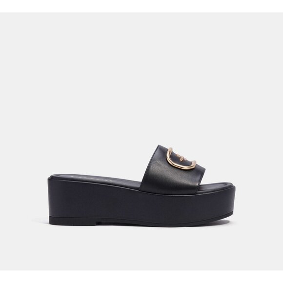 Coach Eloise Sandal Women's Black Slip on Leather Upper Comfort Logo Design - Picture 5 of 5